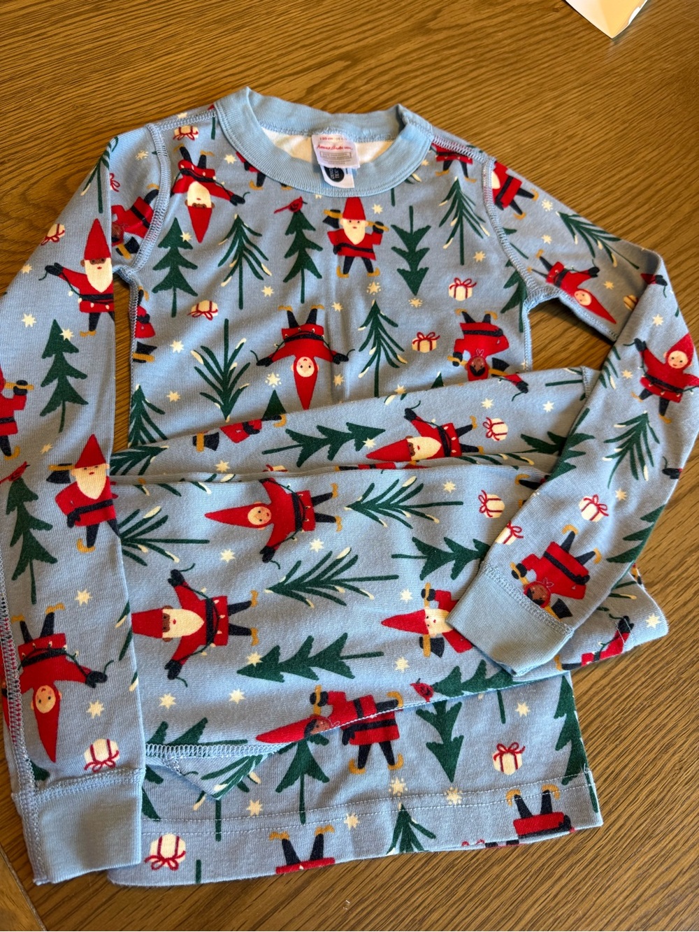 Hanna Andersson Pajama set blue gnomes top bottom Christmas holiday